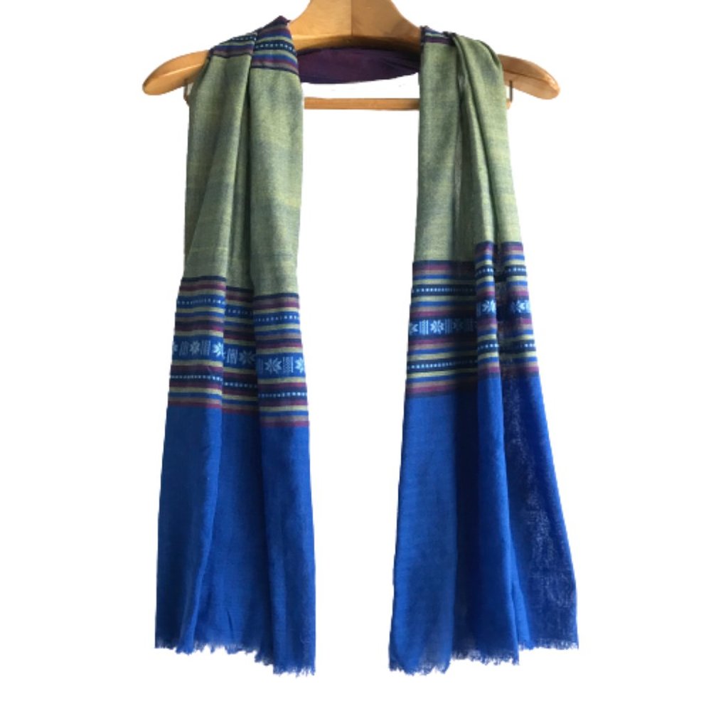 Lightweight Striped Embroidered Rectangular Scarf